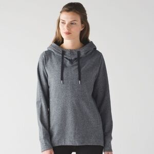 LULULEMON Women's Split Pullover Hoodie Heathered Speckled‎ Grey Stretch Size 4